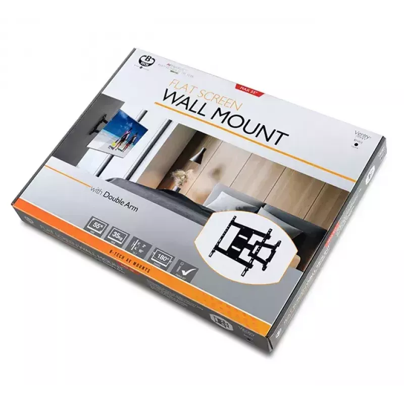 Wand-/Deckenhalterung für Signage-Displays B-TECH BTV513 für 55 Zoll (139,7 cm), max. 35 kg, VESA 426×400, Neigung -2–10°, Schwenkbereich 180° – Schwarz