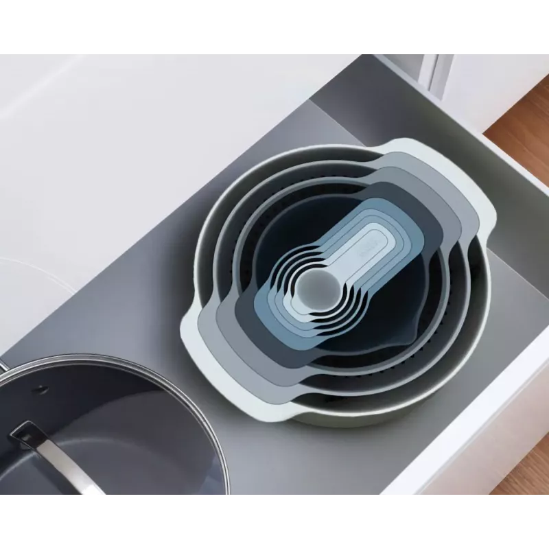 Set Joseph Joseph Nest stapelbar Blau Grau 4,5 L Schüssel 1,65 L Sieb