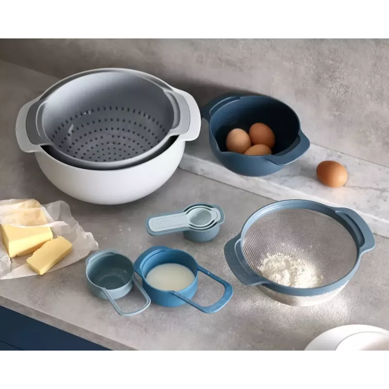 Set Joseph Joseph Nest stapelbar Blau Grau 4,5 L Schüssel 1,65 L Sieb