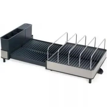 Geschirrabtropfgestell joseph joseph Extend Max Steel kompaktes Design, faltbares Abtropfgestell für Geschirr und Besteck