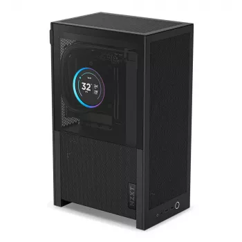 PC-Gehäuse NZXT H2 Flow Small Form Factor (SFF) — Mini-ITX, 2x 2,5-Zoll-Einschübe, gehärtetes Glas, Schwarz, 181×263×435 mm