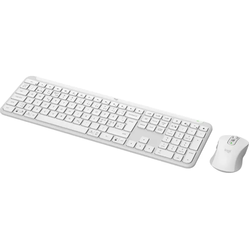 Logitech MK950 Signature schlank Tastatur Maus enthalten Büro RF Wireless + Bluetooth QWERTY Dänisch Finnisch Norwegisch Schwedisch Weiß