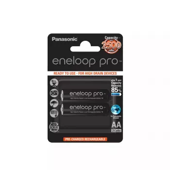 Wiederaufladbare AA-Batterie Panasonic BK-3HCDE/2BE 2500mAh 1,2V, 2 Stück