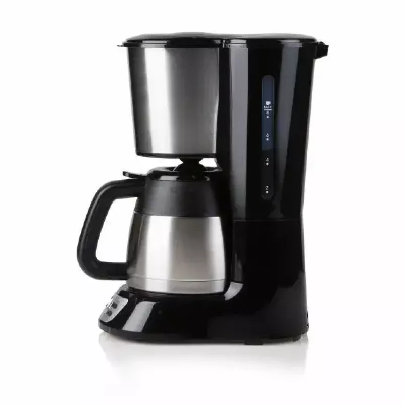 Filterkaffeemaschine Domo DO709K — halbautomatisch, 1 L Wassertank, 8-Tassen-Kanne, LCD, Edelstahl/Schwarz