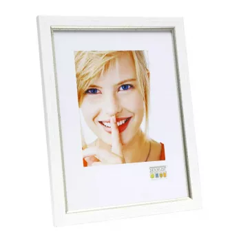 Einzelbilderrahmen Deknudt S46AF1 Silber Weiß MDF Kunststoff 318x12x418mm