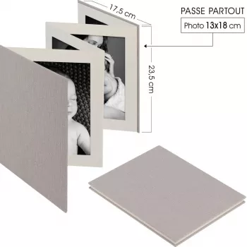 Fotoalbum Deknudt Leporello A66DC7 Leinenbezug für 8 Fotos 8×13×18 cm