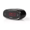 Digitaler Wecker Nedis CLAR001BK — LED-Anzeige, oval, 130×60×100 mm, 220–240 V, FM/AM, schwarz