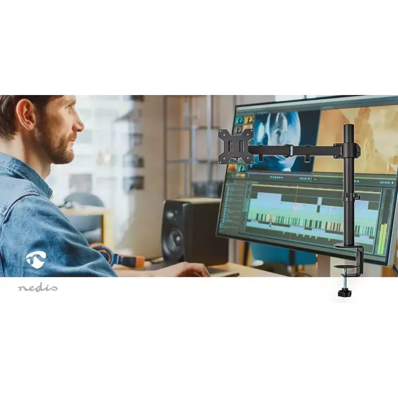 Monitorhalterung Nedis MMSIS110BK 81,3 cm 32 Zoll Schwarz Schreibtisch