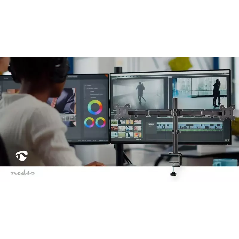 Monitorhalterung Nedis MMDOS110BK 81,3 cm 32 Zoll Schreibtisch Schwarz