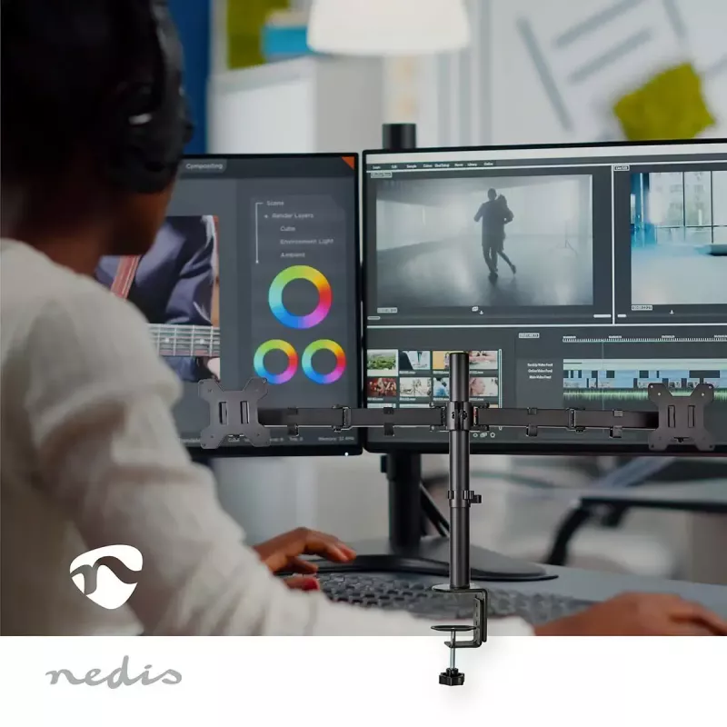 Monitorhalterung Nedis MMDOS110BK 81,3 cm 32 Zoll Schreibtisch Schwarz