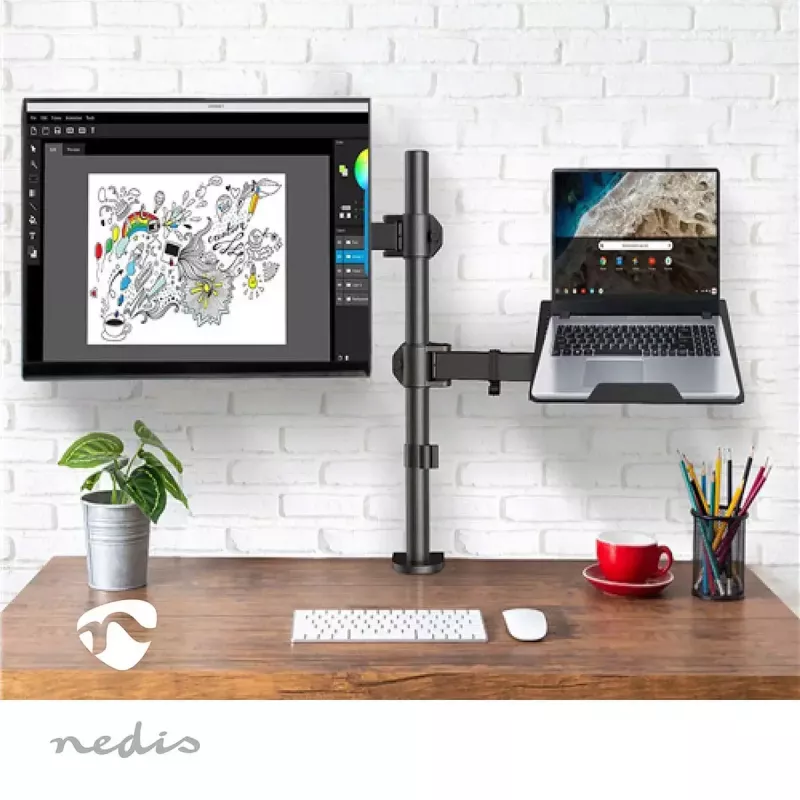 Monitorhalterung Nedis MMSISNB110BK 81,3 cm 32 Zoll Schreibtisch Schwarz
