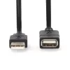 Nedis CCGL60010BK20 USB 2.0 Verlängerungskabel, A Stecker auf A Buchse, 2 m, Schwarz