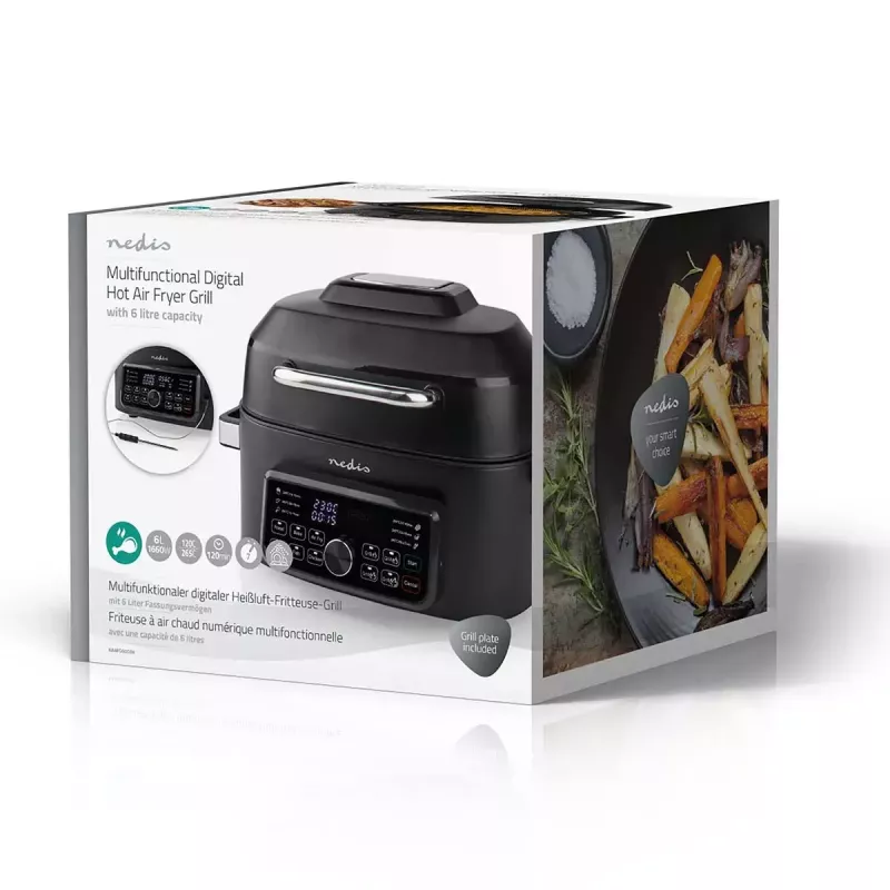 Heißluftfritteuse Nedis KAAFG600BK 6 L 1660 W Schwarz