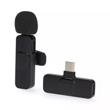 Kabelloses wiederaufladbares USB-C Lavalier-Mikrofon Nedis MICW110BK