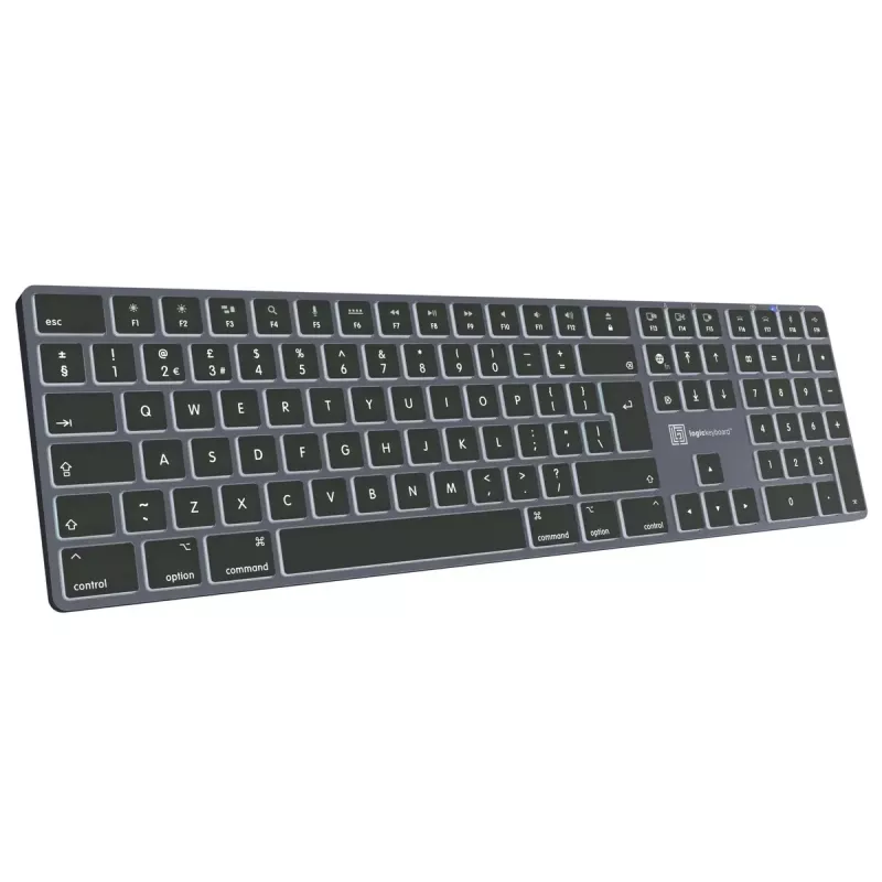 LogicKeyboard SKB-TM-UK Full-Size-Tastatur USB + Bluetooth, QWERTY UK English, Titanium