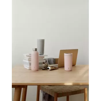 Thermobecher Stelton To Go Click 400 ml Grau Edelstahldeckel Polypropylen-Innenmaterial 72×80 mm