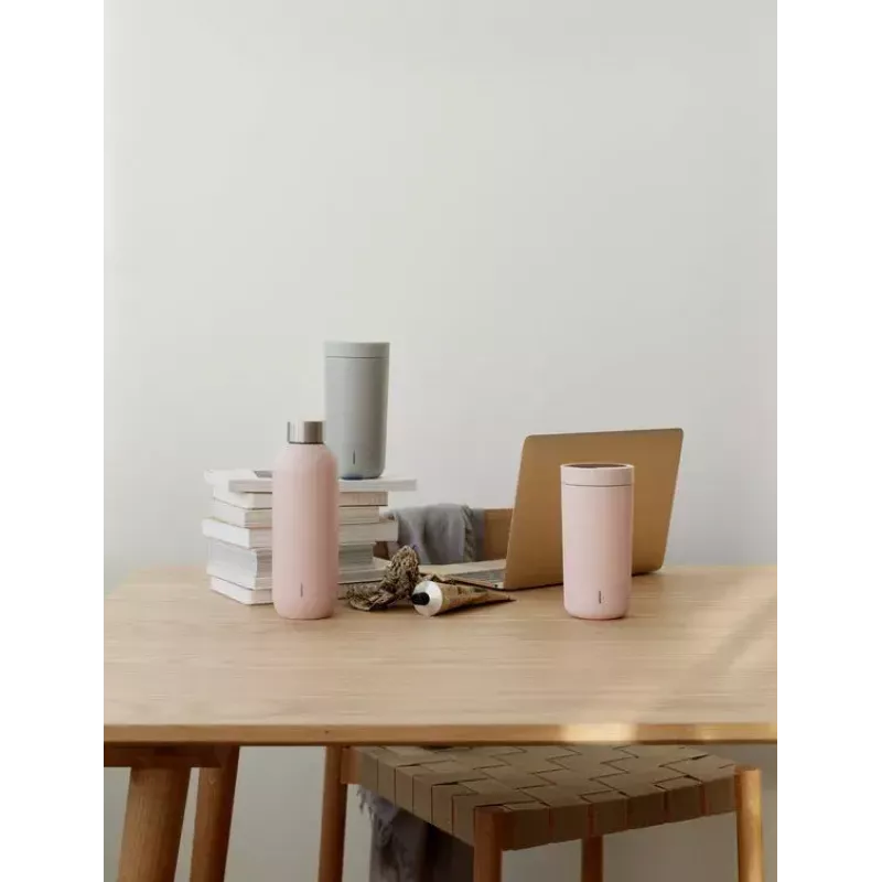 Thermobecher Stelton To Go Click 400 ml Grau Edelstahldeckel Polypropylen-Innenmaterial 72×80 mm