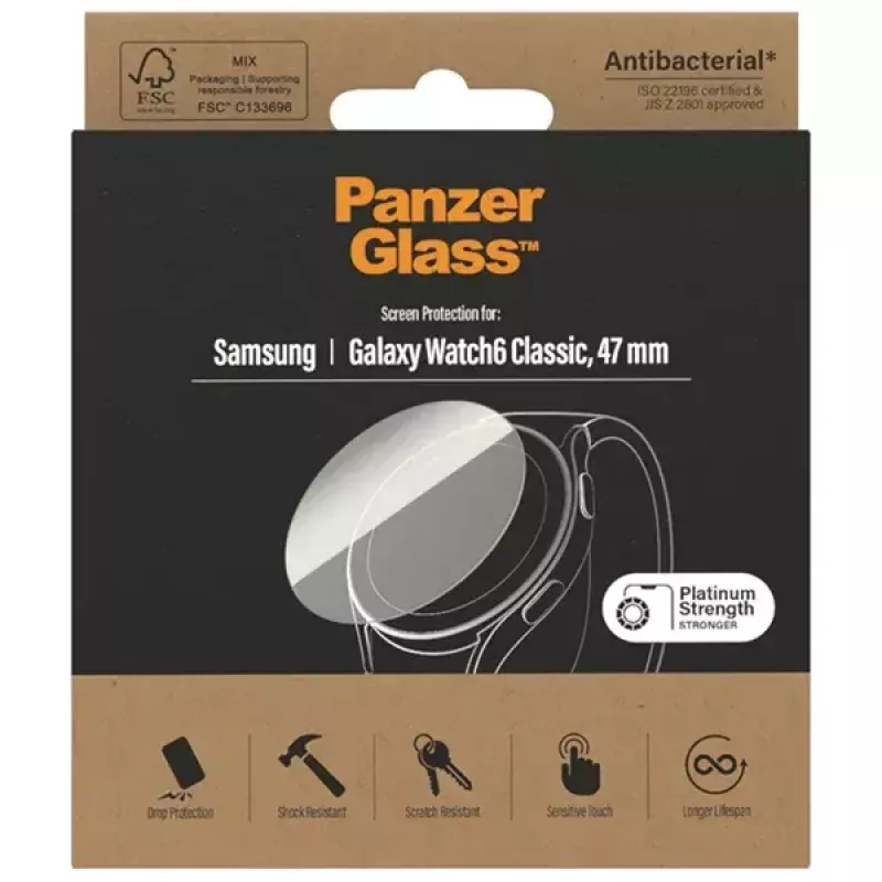 Bildschirmschutz PanzerGlass für Samsung Galaxy Watch6 Classic 47mm – antibakterielle Glasfolie
