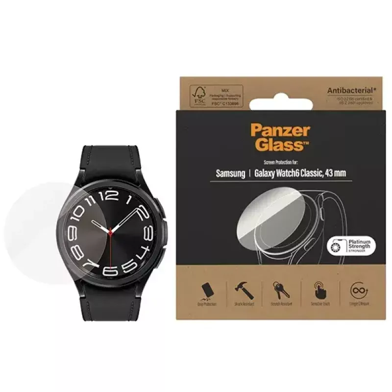 PanzerGlass Displayschutz für Samsung Galaxy Watch6 43mm AB – gehärtetes Glas, Modell 3685