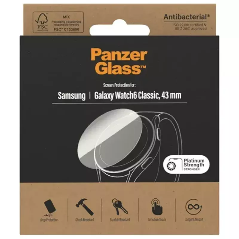 PanzerGlass Displayschutz für Samsung Galaxy Watch6 43mm AB – gehärtetes Glas, Modell 3685