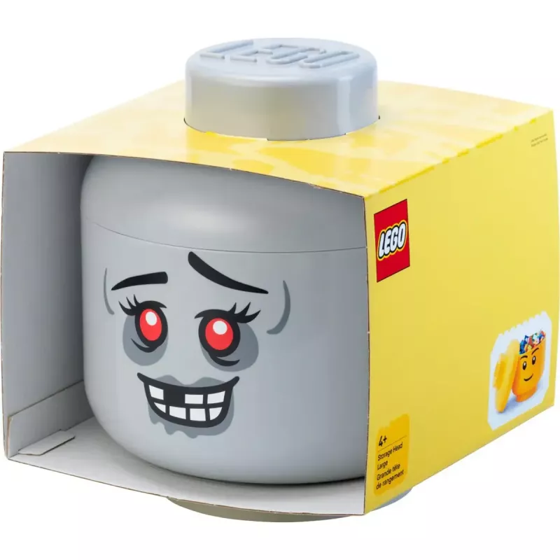 Storage Head Large by room copenhagen — LEGO-kompatible Aufbewahrungsbox „Zombie“ (grau)