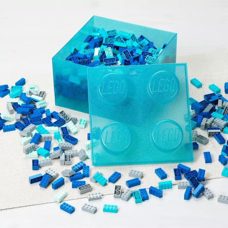 Storage Brick 4 Top Lid Glitter by room copenhagen — hellblau/transparent LEGO-artige Aufbewahrungsbox