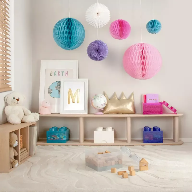 Storage Brick 4 Top Lid Glitter by room copenhagen — hellblau/transparent LEGO-artige Aufbewahrungsbox