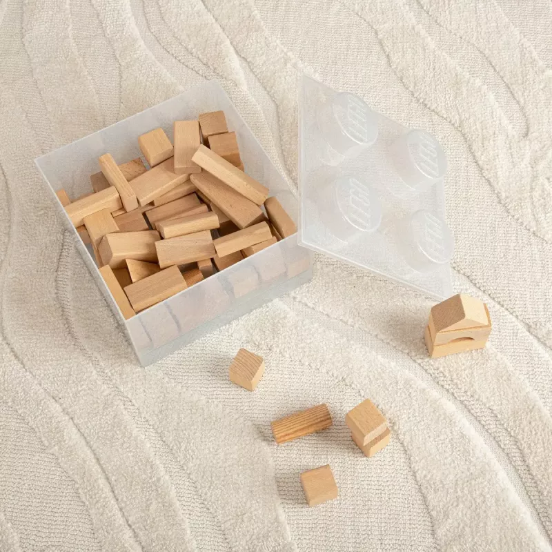 Storage Brick 4 Top Lid Glitter (transparent) von room copenhagen — LEGO-kompatible Aufbewahrungsbox, 4 Noppen, transparent glitzernd