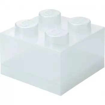 Storage Brick 4 Top Lid Glitter (transparent) von room copenhagen — LEGO-kompatible Aufbewahrungsbox, 4 Noppen, transparent glitzernd