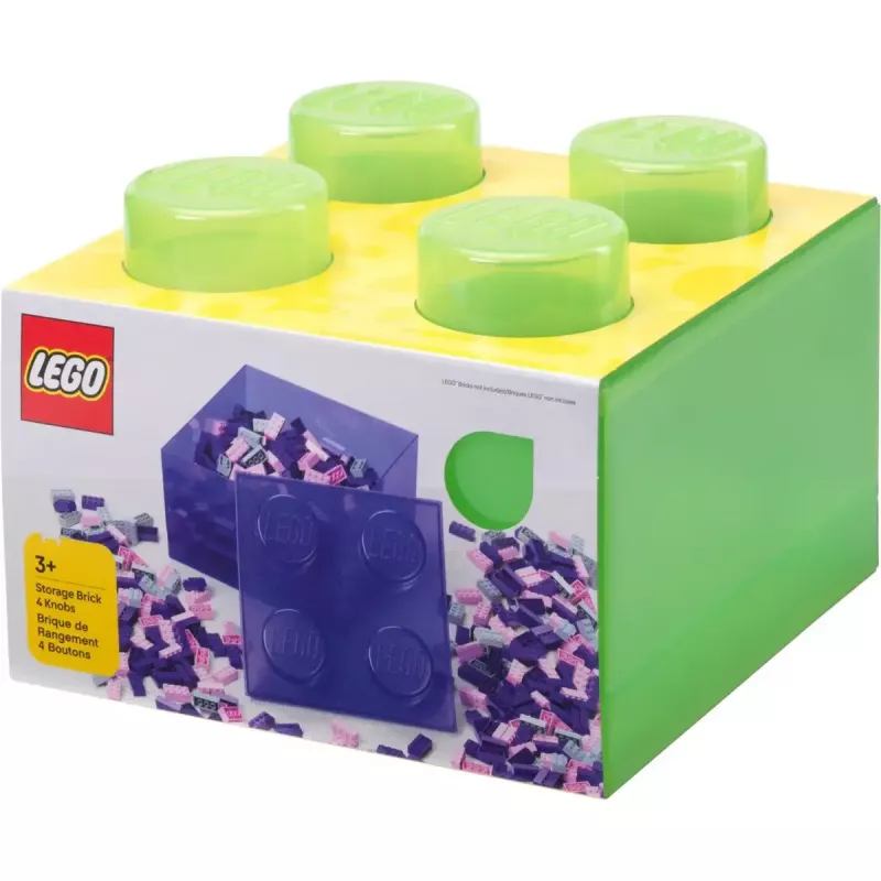 Storage Brick 4 Deckel Translucent (hellgrün/transparent) von room copenhagen – LEGO-kompatibler Kunststoff-Aufbewahrungsbehälter
