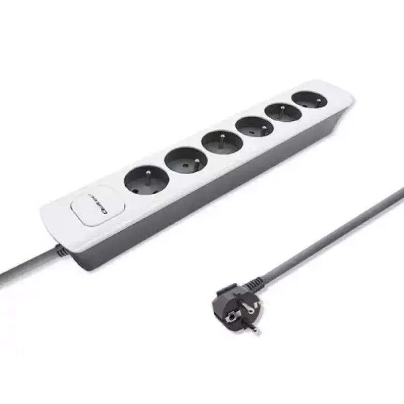 Stromverteiler Qoltec 50297 1,8 m 6 AC-Steckdosen Innenbereich Grau Weiß