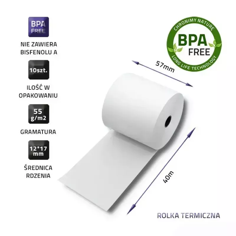 Thermorolle QOLTEC 57 x 40 mm 55 g/m² BPA-frei — QOLTEC 51897