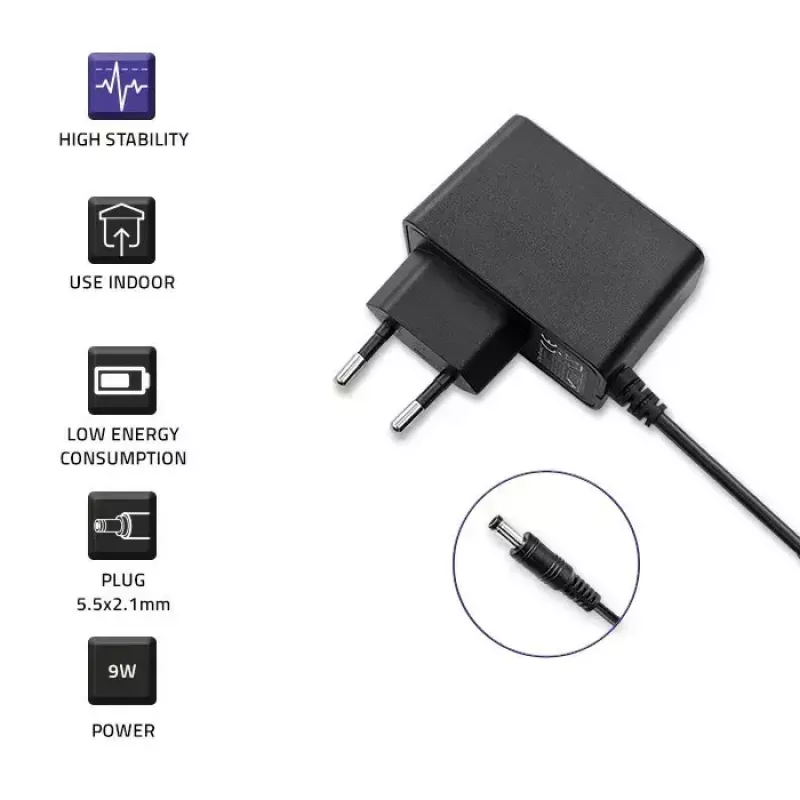 Netzteilstecker QOLTEC 52412 — 9W (9V 1A) externes Netzteil für tragbare Geräte