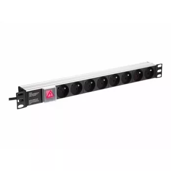 Stromverteilereinheit NETRACK 125-19-02, 19 Zoll 1U, 230 V 16 A, 8 Steckdosen, Aluminium