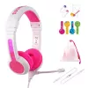 BuddyPhones School+ kabelgebundenes Headset mit Kopfbügel für Anrufe und Musik, 20–20000 Hz, 1,4 m Kabel, pink/weiß