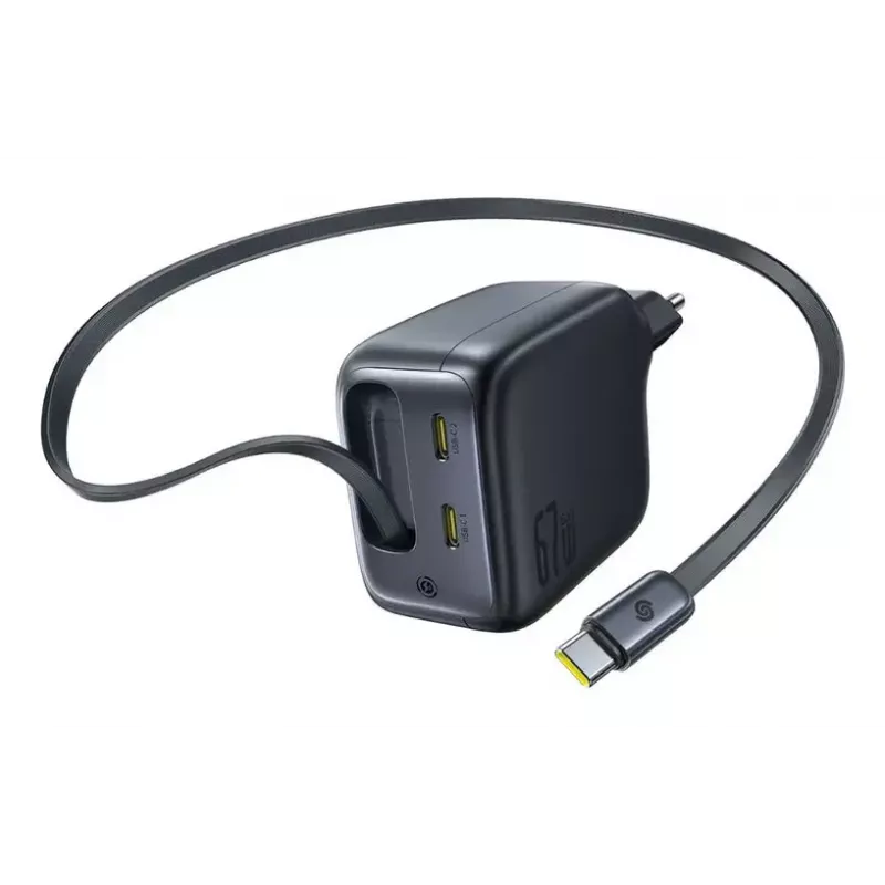 Ladegerät Baseus EnerCore CJ11 Schnellladegerät 3C 67W — 3× USB-C, AC-Eingang, Schwarz
