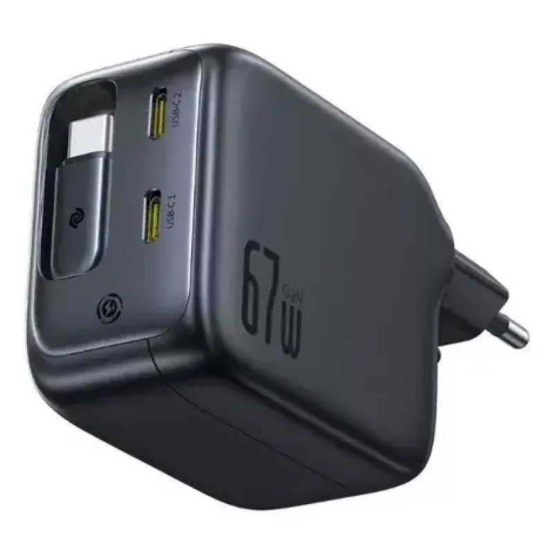 Ladegerät Baseus EnerCore CJ11 Schnellladegerät 3C 67W — 3× USB-C, AC-Eingang, Schwarz