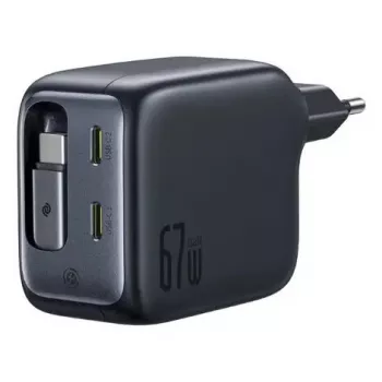 Ladegerät Baseus EnerCore CJ11 Schnellladegerät 3C 67W — 3× USB-C, AC-Eingang, Schwarz