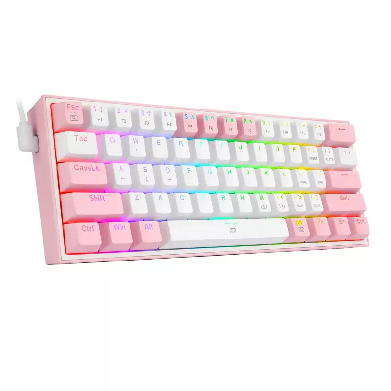 Mechanische Tastatur REDRAGON K617-Fizz RGB – kabelgebundenes USB, Pink/Weiß, 1,5 m Kabel