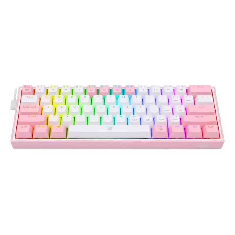 Mechanische Tastatur REDRAGON K617-Fizz RGB – kabelgebundenes USB, Pink/Weiß, 1,5 m Kabel