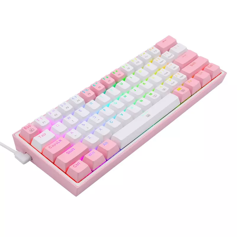 Mechanische Tastatur REDRAGON K617-Fizz RGB – kabelgebundenes USB, Pink/Weiß, 1,5 m Kabel