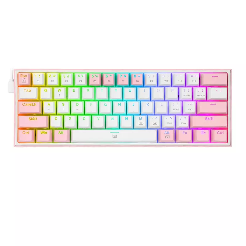 Mechanische Tastatur REDRAGON K617-Fizz RGB – kabelgebundenes USB, Pink/Weiß, 1,5 m Kabel
