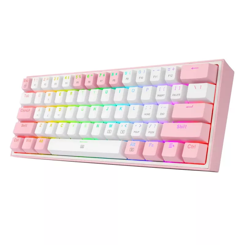 Mechanische Tastatur REDRAGON K617-Fizz RGB – kabelgebundenes USB, Pink/Weiß, 1,5 m Kabel