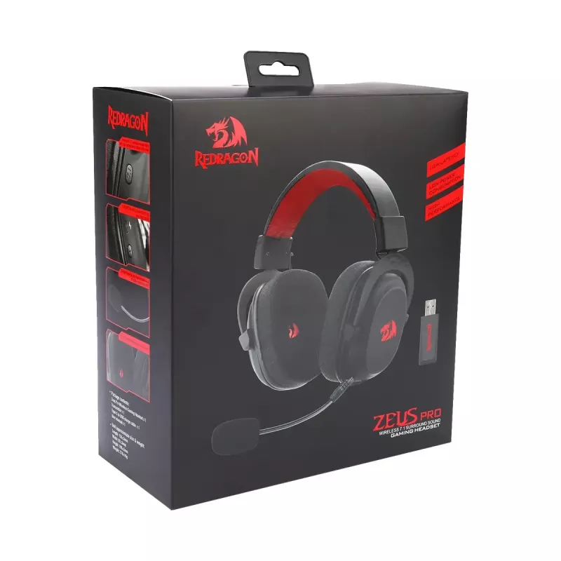 Kabelgebundene Bluetooth Over-Ear-Kopfhörer REDRAGON H510 Zeus Pro RGB – 20–20000 Hz, 1,8 m Kabel, Schwarz