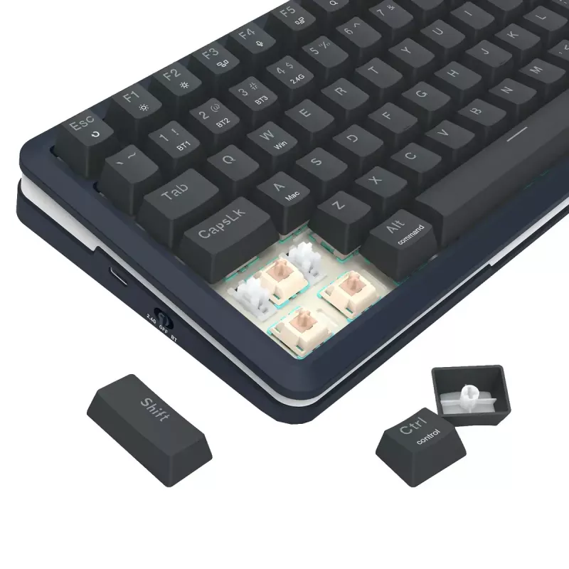 Mechanische Tastatur REDRAGON K708-RGB-PRO mit USB, RF Wireless und Bluetooth, 1,5 m Kabel, schwarz, 0,76 kg