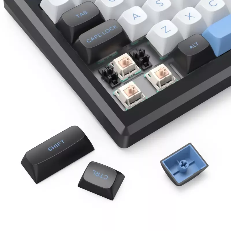 Tastatur REDRAGON K732WLB-RGB-PRO URANUS PRO — 65 % mechanisch, USB + RF Wireless + Bluetooth, QWERTY, Englische Layouts, 1,5 m Kabel, Schwarz/Weiß
