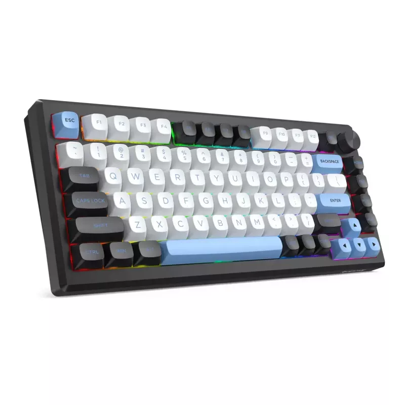 Tastatur REDRAGON K732WLB-RGB-PRO URANUS PRO — 65 % mechanisch, USB + RF Wireless + Bluetooth, QWERTY, Englische Layouts, 1,5 m Kabel, Schwarz/Weiß