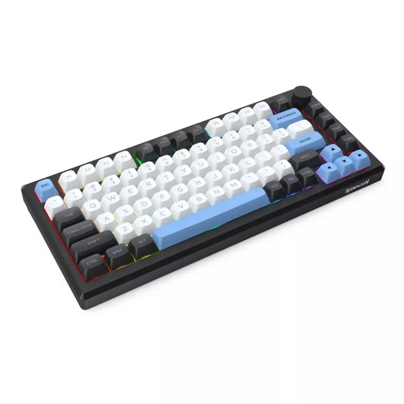 Tastatur REDRAGON K732WLB-RGB-PRO URANUS PRO — 65 % mechanisch, USB + RF Wireless + Bluetooth, QWERTY, Englische Layouts, 1,5 m Kabel, Schwarz/Weiß