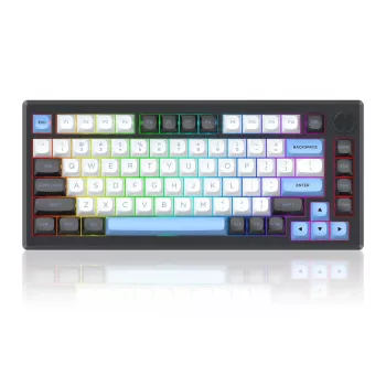 Tastatur REDRAGON K732WLB-RGB-PRO URANUS PRO — 65 % mechanisch, USB + RF Wireless + Bluetooth, QWERTY, Englische Layouts, 1,5 m Kabel, Schwarz/Weiß