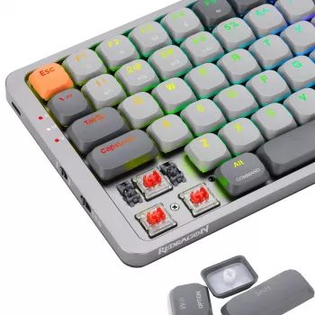 Mechanische Tastatur REDRAGON K652GG-RGB-PRO Kabelgebunden Kabellos Bluetooth Grau